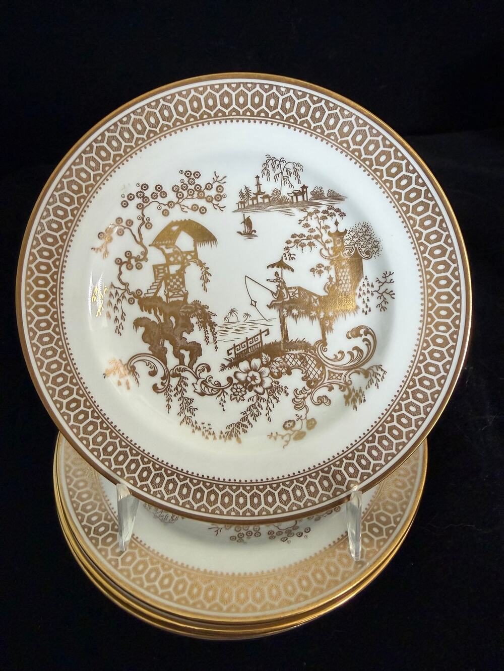 Set of 4 Vintage Spode Copeland China Chinoiserie Bread Plates 6 3/8" Y7046